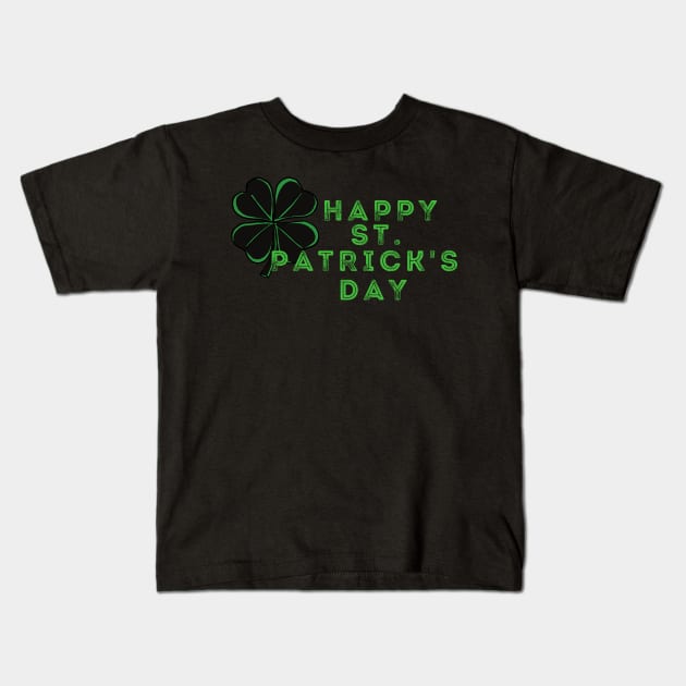 Happy St. Patricks Day With Four Clover Kids T-Shirt by NICHE&NICHE